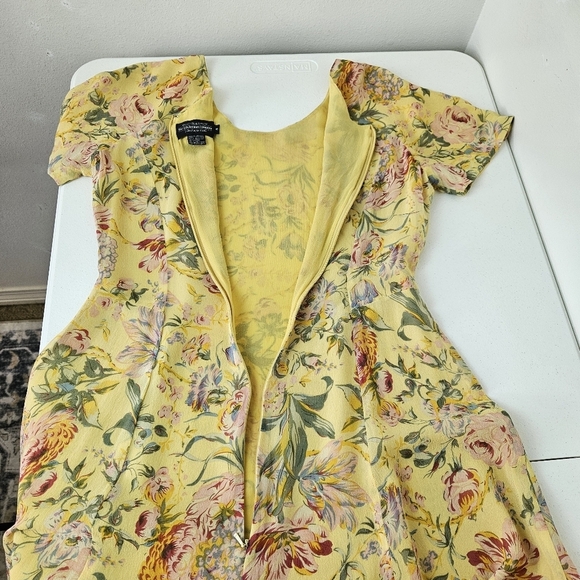 J. Peterman VTG 90's Silk Floral Yellow Fairy Whimsy Romantic Dress 4 - Picture 6 of 11